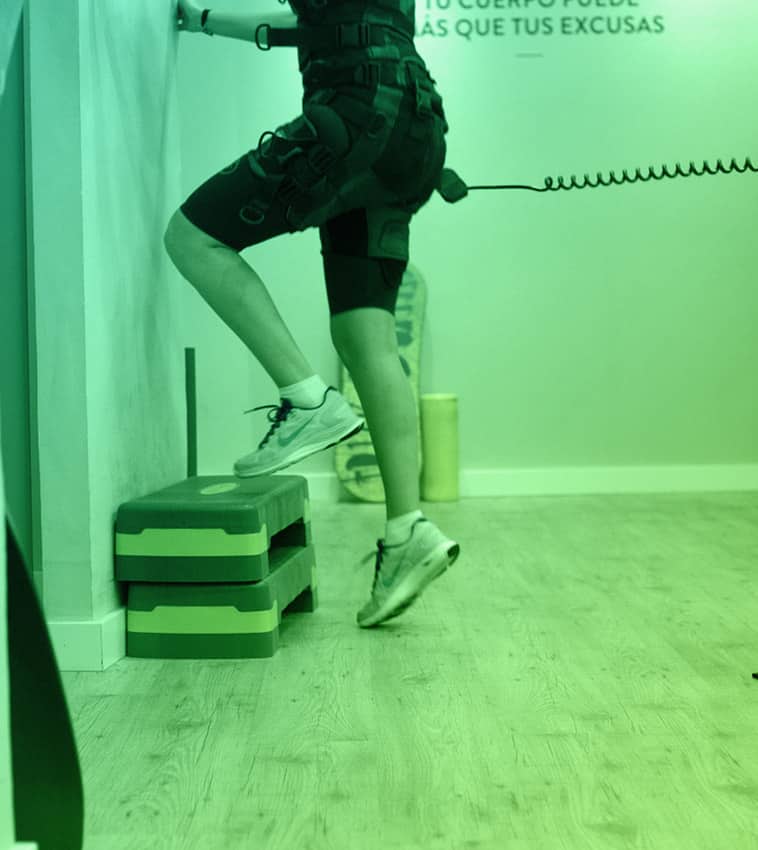 a diabetic man exercising with a stool
